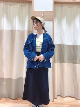 「Samansa Mos2 blue」｜「アイテム（デニムジャケット）」を使った、o n oさん（レディース・157cm）の春コーディネート