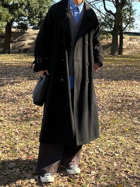 「アイテム（ステンカラーコート）」を使った、ミノさん（メンズ・173cm）の冬コーディネート