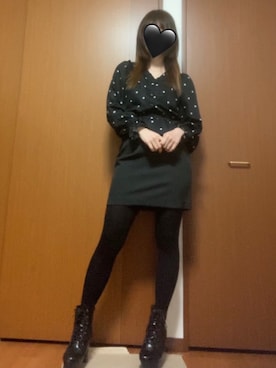 「全身黒」｜Rさん（レディース・158cm）の秋コーディネート