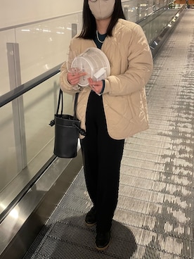 「ABITOKYO（アビトーキョー）のアイテム（ノーカラージャケット）」を使った、ukaさん（レディース・152cm）の春コーディネート