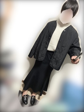 「GU（ジーユー）のアイテム（ノーカラージャケット）」を使った、Mamiさん（メンズ・175cm）の冬コーディネート