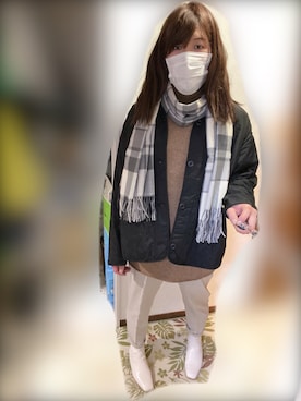 「GU（ジーユー）のアイテム（ノーカラージャケット）」を使った、Mamiさん（メンズ・175cm）の冬コーディネート