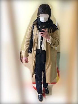 「ストレートデニム」｜「アイテム（トレンチコート）」を使った、Mamiさん（メンズ・175cm）の春コーディネート