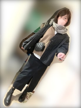 「アイテム（ストール/ショール）」を使った、Mamiさん（メンズ・175cm）の冬コーディネート