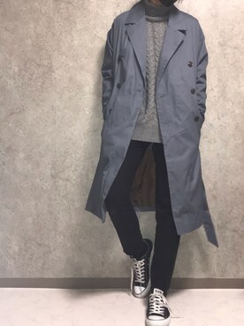 トレンチコートを使った タートルネックニット のメンズ人気ファッションコーディネート Wear