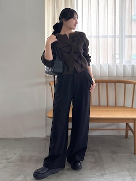 「VIS（ビス）のビックベロアリボンヘアカフ（バレッタ/ヘアクリップ）」を使った、saraさん（レディース・165cm・10代）の秋コーディネート