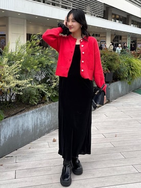 「アイテム（カーディガン/ボレロ）」を使った、saraさん（レディース・165cm・10代）の冬コーディネート