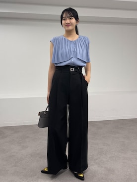 「アイテム（スラックス）」を使った、saraさん（レディース・165cm・10代）の夏コーディネート