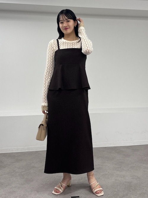 WEB限定】【美easy】ウーリッシュ ペプラム切替キャミワンピース