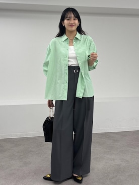 「Juze（ジュゼ）のメタルハートパンプス（バレエシューズ）」を使った、saraさん（レディース・165cm・20代）の夏コーディネート