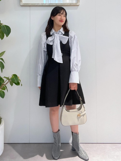 ブラウス シャツ リボン付きバックシャーリングシャツ レディース VIS ブラウス シャツ リボン付きバックシャーリングシャツ