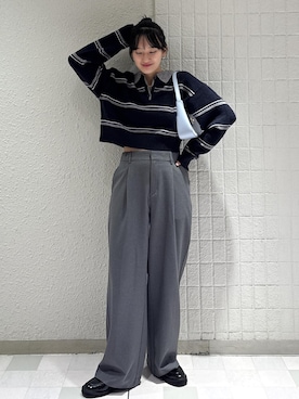 「アイテム（バングル/リストバンド）」を使った、saraさん（レディース・165cm）の秋コーディネート