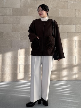 「アイテム（スラックス）」を使った、saraさん（レディース・165cm・10代）の冬コーディネート