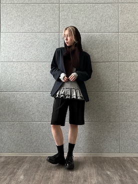 「アイテム（ノーカラージャケット）」を使った、abe （CODE A）さん（レディース・167cm・20代）の秋コーディネート