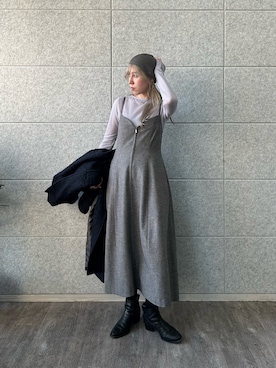 「アイテム（ニットキャップ/ビーニー）」を使った、abe （CODE A）さん（レディース・167cm・20代）の冬コーディネート