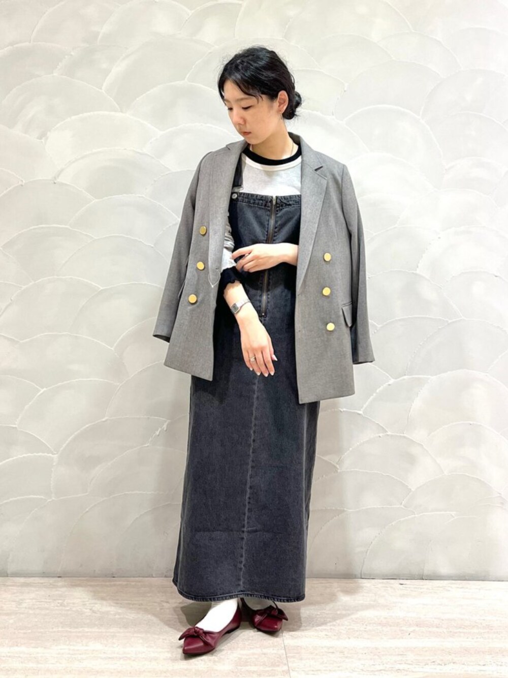 SHIPS any シップスエニィ アイビーブレザー ダブル ジャケット グレー