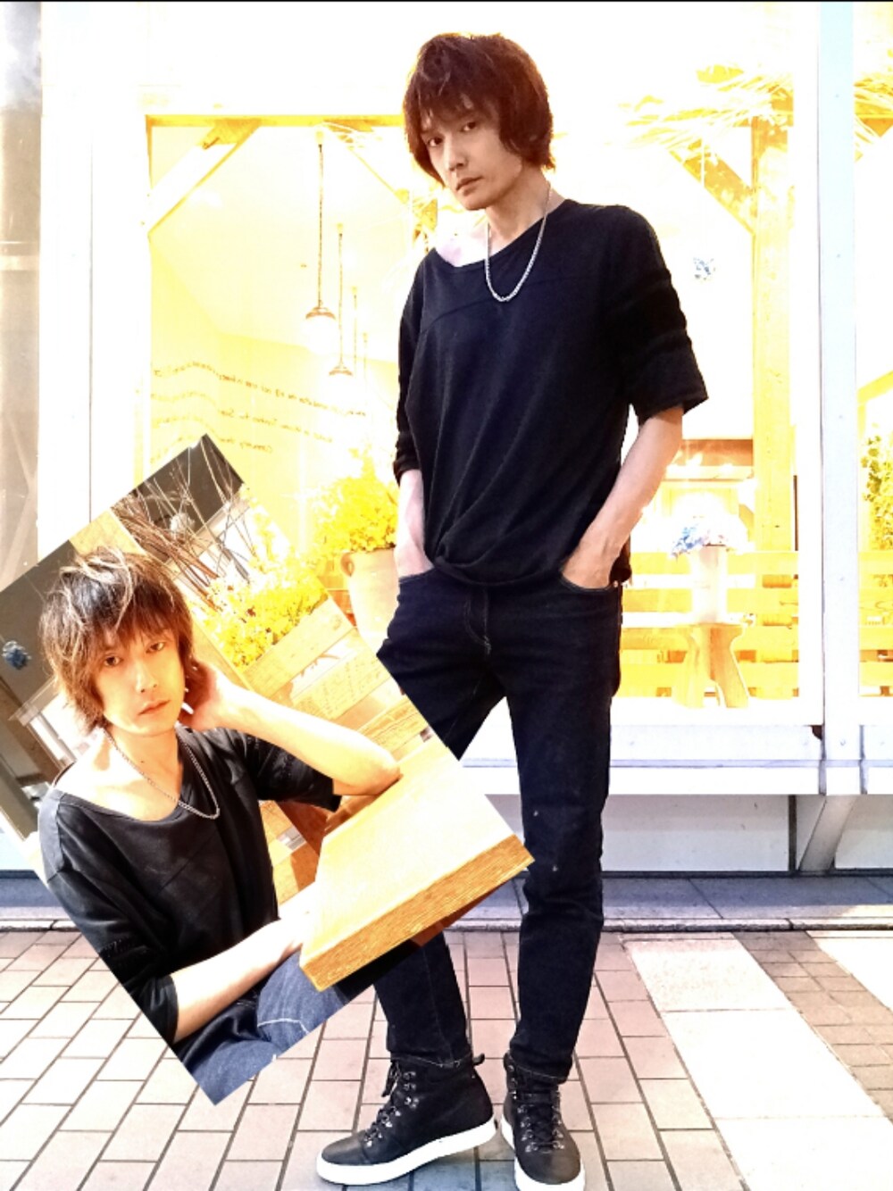 「VISVIMのアイテム（Tシャツ/カットソー、ブラック系）」を使った、aijikurosakiさん（骨格ストレート・メンズ・182cm）の夏コーディネートの1枚目の写真
