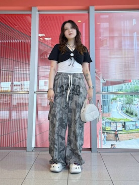 「NOT4NERD（ノットフォーナード）のアイテム（パンツ）」を使った、0521minaさん（レディース・157cm）の夏コーディネート