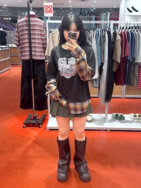 「ロングブーツ」｜0521minaさん（レディース・157cm）の秋コーディネート