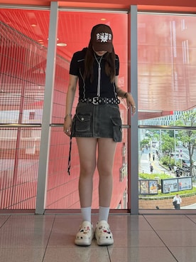 「NOT4NERD（ノットフォーナード）のアイテム（帽子）」を使った、0521minaさん（レディース・157cm）の夏コーディネート