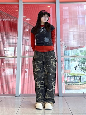 「NOT4NERD（ノットフォーナード）のアイテム（帽子）」を使った、0521minaさん（レディース・157cm）の秋コーディネート