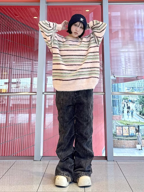 90s JUNMEN モヘアニット ボーダー パンク Y2K セール】LAND MUSEUM／モヘアボーダーニット（ニット/セーター）｜LAND