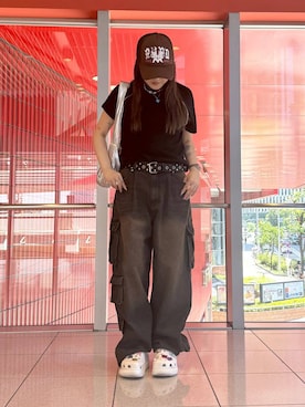 「NOT4NERD（ノットフォーナード）のアイテム（帽子）」を使った、0521minaさん（レディース・157cm）の夏コーディネート