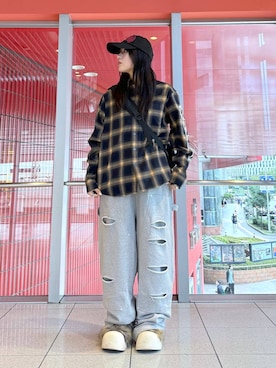 「NOT4NERD（ノットフォーナード）のアイテム（帽子）」を使った、0521minaさん（レディース・157cm）の秋コーディネート