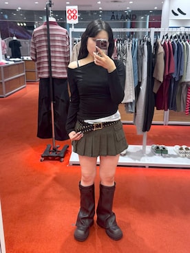 「ロングブーツ」｜0521minaさん（レディース・157cm・20代）の秋コーディネート