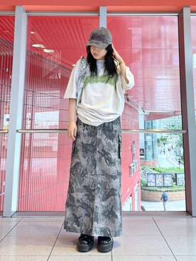 「NOT4NERD（ノットフォーナード）のアイテム（帽子）」を使った、0521minaさん（レディース・157cm）の夏コーディネート