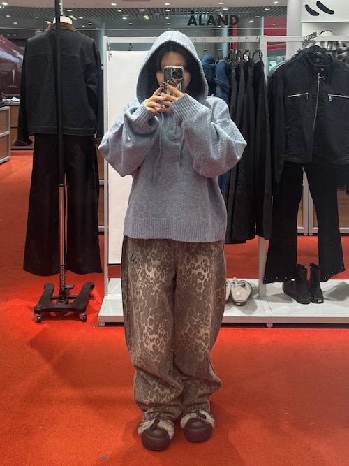 UNISEX】MUCENT／レオパードワイドパンツ（デニムパンツ