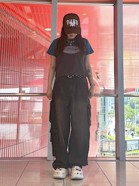 「NOT4NERD（ノットフォーナード）のアイテム（帽子）」を使った、0521minaさん（レディース・157cm）の夏コーディネート