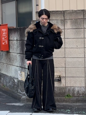 「CIASENSE（シアセンス）のアイテム（ローファー）」を使った、moraさん（メンズ・172cm）の冬コーディネート