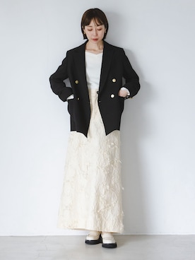 「アイテム（ローファー、ホワイト系）」を使った、natsuさん（骨格ナチュラル・レディース・163cm）の秋コーディネート