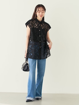 「CLOSED（クローズド）のCLOSED/クローズド Gillan（デニムパンツ、ブルー系）」を使った、natsuさん（レディース・163cm）の夏コーディネート