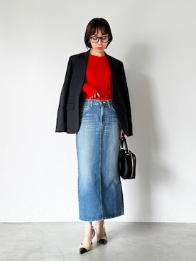「Lee（リー）のアイテム（デニムスカート）」を使った、natsuさん（レディース・163cm）の秋コーディネート