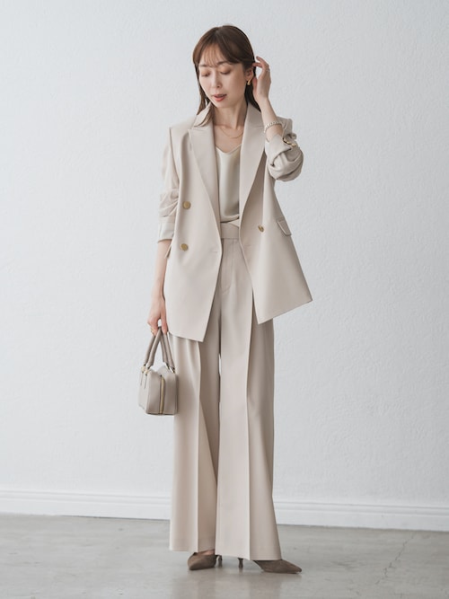 【セール中】Noble エステルツイルピークトラペルジャケット　ベージュ 36 エステルツイルピークドラペルジャケット（テーラードジャケット