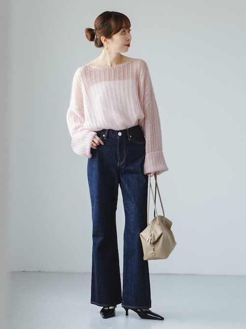 【美品】 ノーブル ニット プルオーバー セーター ワイドシルエット モヘヤ混 HER. ニット セーター モヘア混ニットプルオーバー レディース