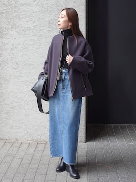 「アイテム（ノーカラーコート）」を使った、natsuさん（レディース・163cm）の冬コーディネート