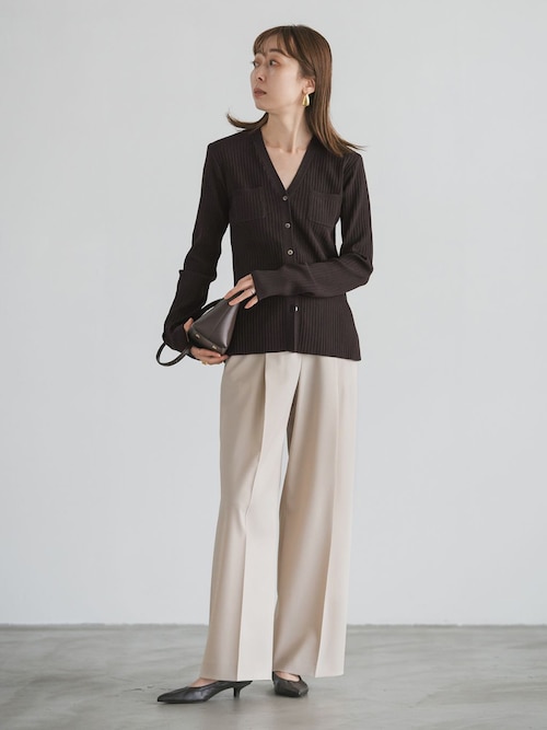 NOBLE ナローワイドリブVカーディガン