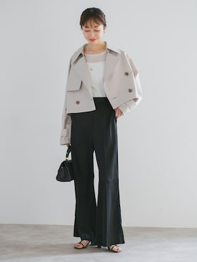 「モノトーンコーデ」｜「アイテム（トレンチコート）」を使った、natsuさん（レディース・163cm）の冬コーディネート