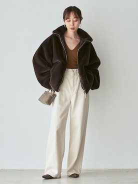 「TATRAS（タトラス）の《WEB限定追加》TATRAS/タトラス BARBRA(バルブラ)（ブルゾン、ブラウン系）」を使った、natsuさん（レディース・163cm）の夏コーディネート