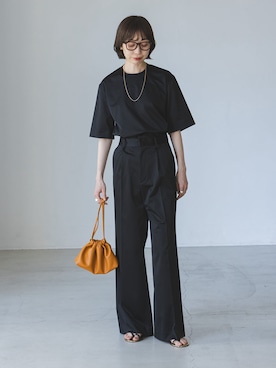 「サテンパンツ」｜「アイテム（スラックス）」を使った、natsuさん（レディース・163cm）の夏コーディネート