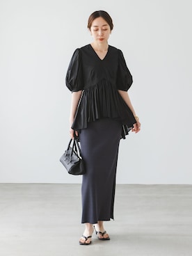 「MARIHA（マリハ）の《WEB・虎ノ門限定追加》MARIHA/マリハ ラストダンスのブラウス（シャツ/ブラウス、ブラック系）」を使った、natsuさん（レディース・163cm）の春コーディネート