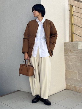 「アイテム（ダウンジャケット/コート）」を使った、clkaeo01さん（レディース・172cm）の秋コーディネート