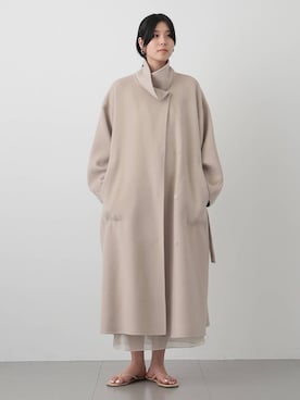 「Curensology（カレンソロジー）のCurensology(カレンソロジー)/＜C.S.G＞ウールカシミヤコート（ステンカラーコート、ホワイト系）」を使った、clkaeo01さん（レディース・172cm）の夏コーディネート