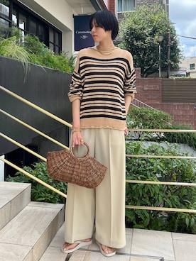 「アイテム（ニット/セーター）」を使った、clkaeo01さん（レディース・172cm）の夏コーディネート