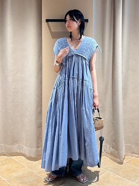 「Curensology（カレンソロジー）のCurensology(カレンソロジー)/＜&RC＞ワイドルーズデニムパンツ（デニムパンツ、ブルー系）」を使った、clkaeo01さん（レディース・172cm）の夏コーディネート