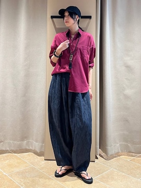 「Curensology（カレンソロジー）のCurensology(カレンソロジー)/タッセルネックレス（ネックレス、ブラック系）」を使った、clkaeo01さん（レディース・172cm）の夏コーディネート