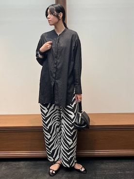 「Curensology（カレンソロジー）のCurensology(カレンソロジー)/＜C.S.G＞ゼブラジャカードパンツ（その他パンツ、ブラック系）」を使った、clkaeo01さん（レディース・172cm）の夏コーディネート